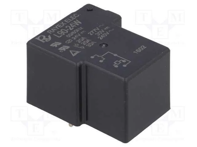 Relé: Eletromagnético, Spdt, Ubobina : 24vdc, 30a, Série: L90, Pcb