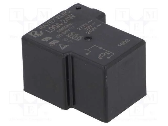 Relé: Eletromagnético, Spst-No, Ubobina : 24vdc, 30a, Série: L90