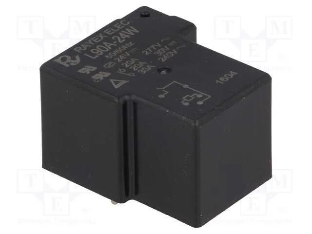 Relé: Eletromagnético, Spdt, Ubobina : 24vdc, 30a, Série: L90, Pcb