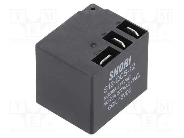 Relé: Eletromagnético, Spdt, Ubobina : 12vdc, Icontactos Max: 20a
