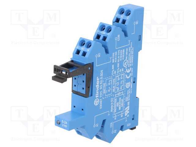 Base, 6A, 250VAC, para trilho DIN, terminais de p.