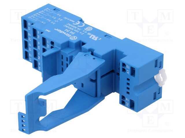 Base, PIN: 14, 10A, 250VAC, para trilho DIN, braç.