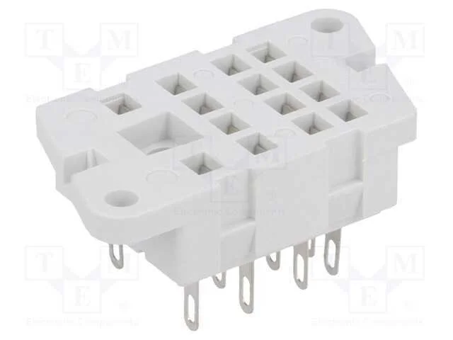 Base, PIN: 14, 6A, 250VAC, no painel, para soldar.