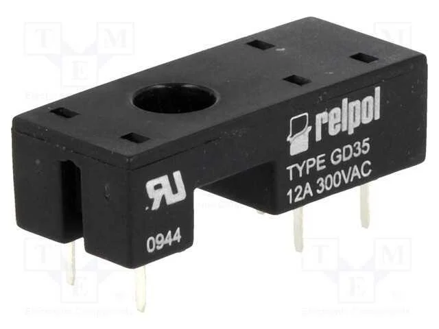 Base, PIN: 5, 12A, 300VAC, PCB, para impressos, S.
