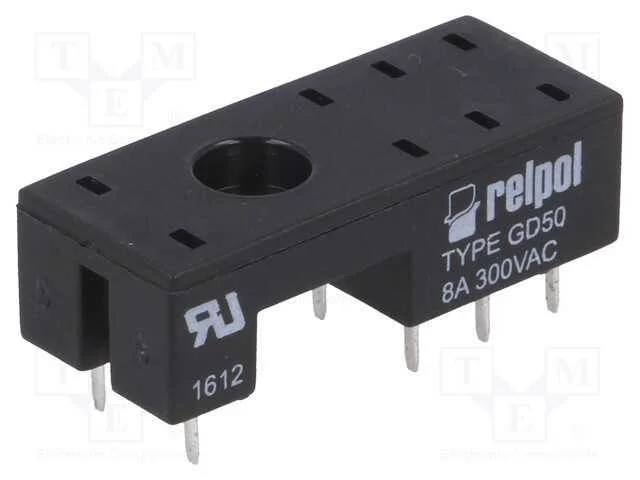 Base, PIN: 8, 8A, 300VAC, RMB841,RMB851, PCB, par.