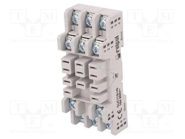 Base, PIN: 11, 16A, 250VAC, no painel,para trilho.