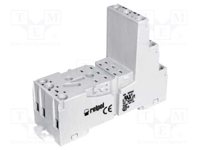 Base, PIN: 11, 10A, 300VAC, no painel,para trilho.