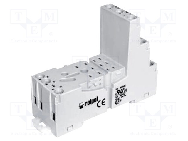 Base, PIN: 11, 10A, 300VAC, no painel,para trilho.