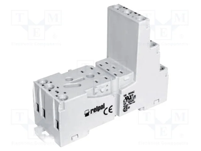Base, PIN: 11, 10A, 300VAC, no painel,para trilho.