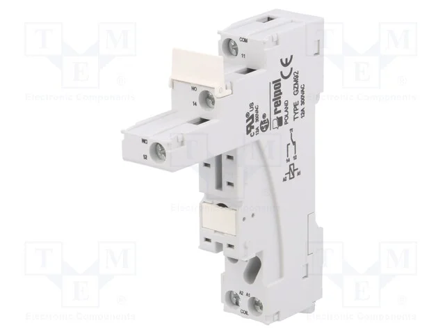 Base, PIN: 5, 12A, 300VAC, no painel,para trilho .