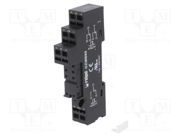 Base, PIN: 8, 10A, 300VAC, para trilho DIN, braça.