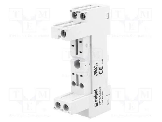 Base, PIN: 5, 12A, 300VAC, no painel,para trilho .