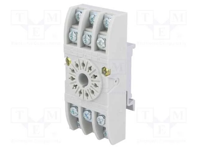 Base, PIN: 11, 10A, 250VAC, para trilho DIN, term.