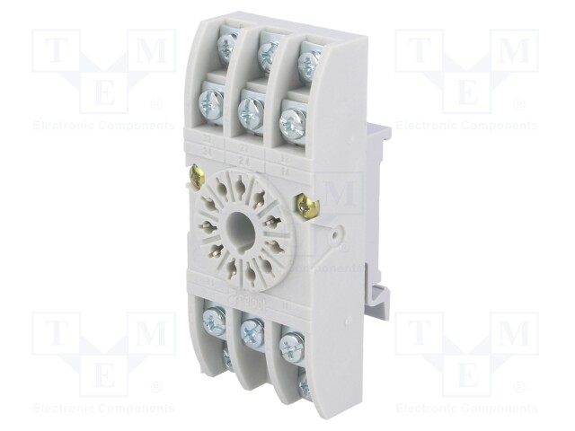 Base, PIN: 11, 10A, 250VAC, para trilho DIN, term.