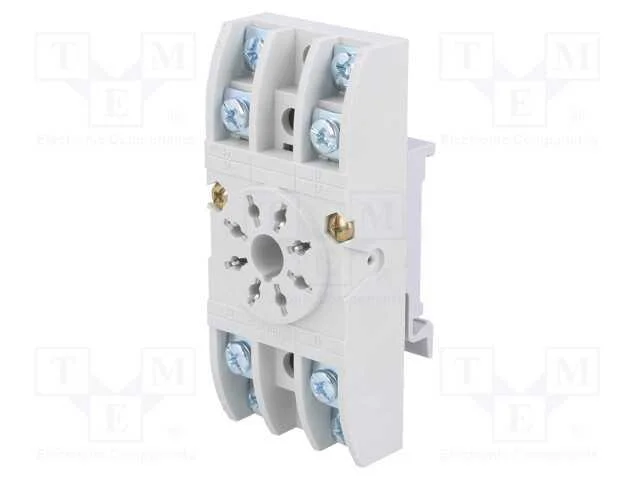 Base, PIN: 8, 10A, 250VAC, para trilho DIN, termi.