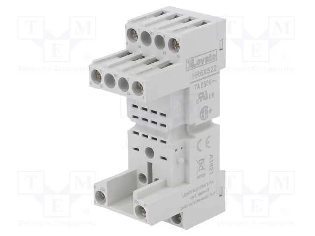 Base, PIN: 8, 10A, 250VAC, para trilho DIN, Série.