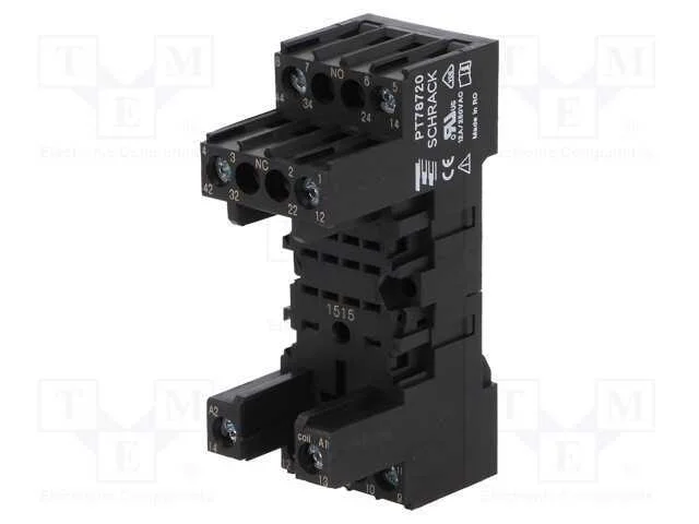 Base, PIN: 8, 12A, 250VAC, para trilho DIN, termi.