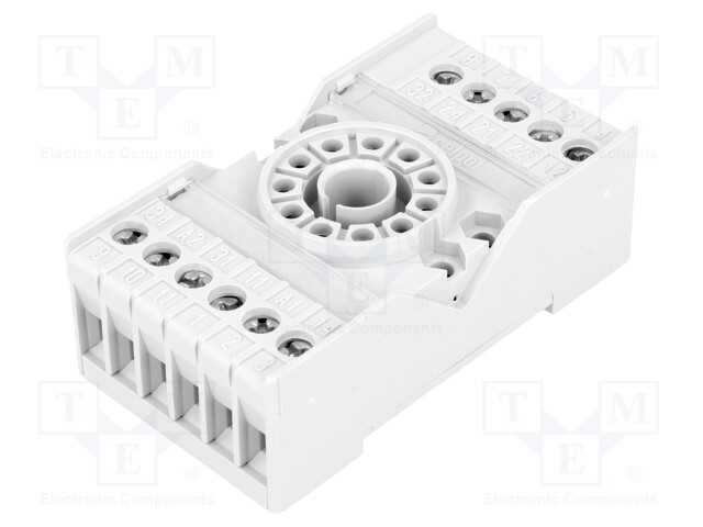 Base, PIN: 11, 10A, 250VAC, no painel,para trilho.