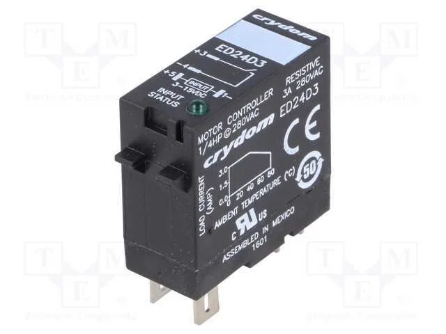 Relé: Semicondutores, Ucoma: 3÷15vdc, 3a, 24÷280vac, Base, -30÷80c