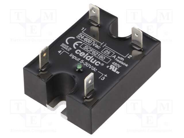 Relé: semicondutores, Ucoma: 5÷30VDC, 25A, 24÷600.