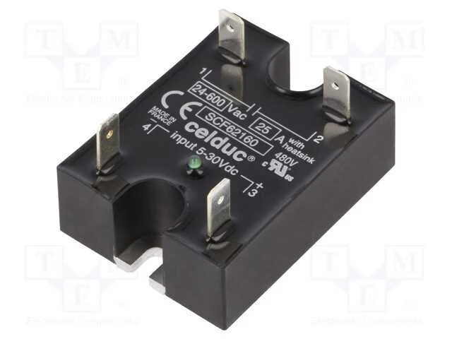 Relé: Semicondutores, Ucoma: 5÷30vdc, 25a, 24÷600vac, -40÷100c