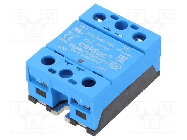 Relé: Semicondutores, Ucoma: 20÷265vdc, Ucom: 20÷265vac, 75a, Ip20
