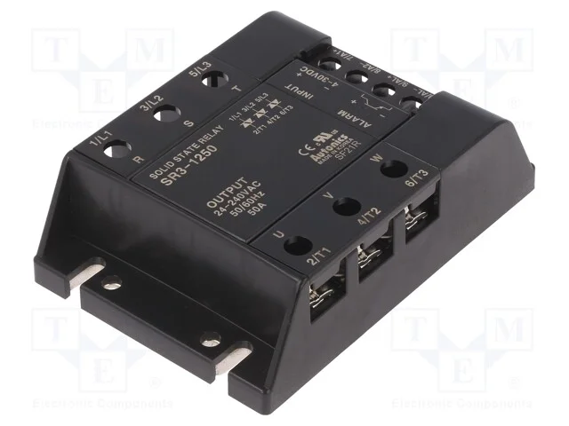 Relé: semicondutores, 50A, Ucom: 24÷240VAC, 3-fás.