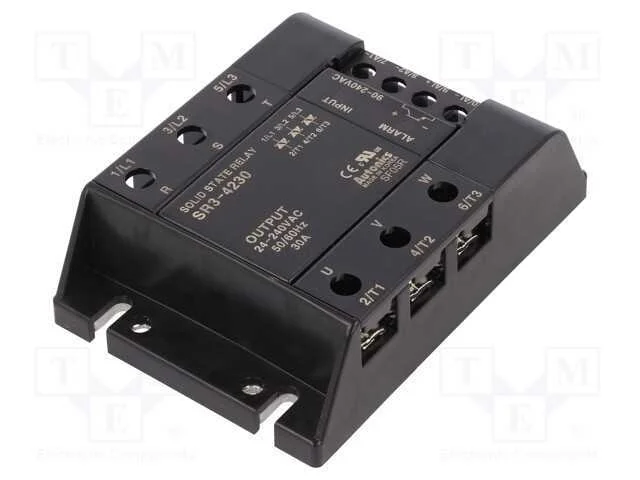 Relé: semicondutores, 30A, Ucom: 24÷240VAC, 3-fás.