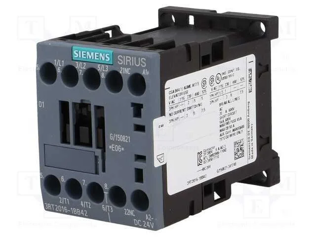 Contator: 3 Polos, No X3, Contatos Auxiliares: Nc, 24vdc, 9a, 3rt20