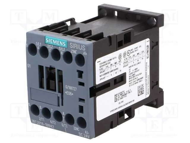 Contator: 3 polos, NO x3, Contatos auxiliares: NC.