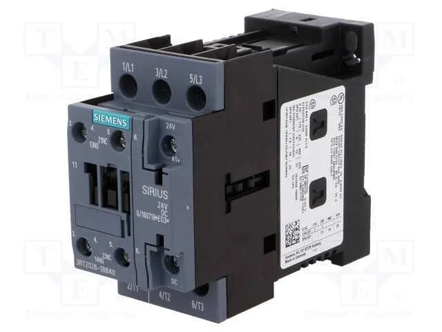 Contator: 3 Polos, No X3, Contatos Auxiliares: No + Nc, 24vdc, 25a