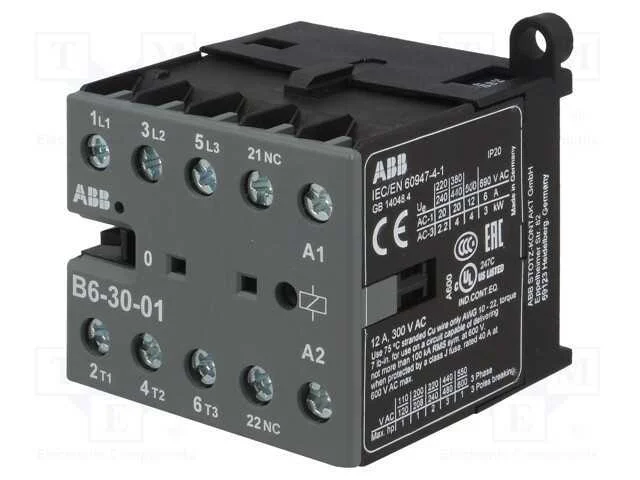 Contator: 3 Polos, No X3, Contatos Auxiliares: Nc, 24vac, 6a, B6