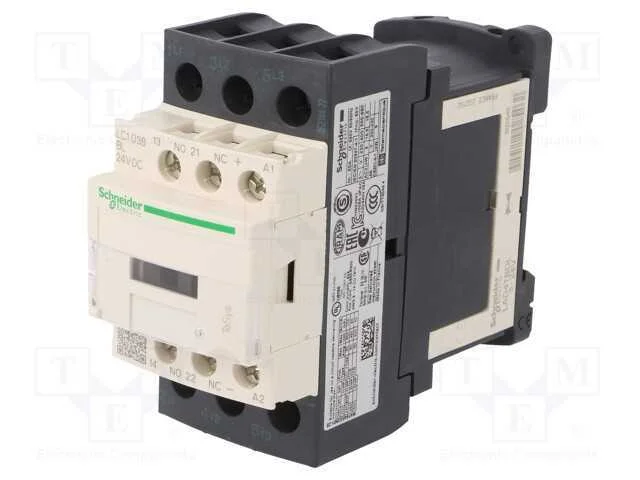 Contator: 3 Polos, No X3, Contatos Auxiliares: No + Nc, 24vdc, 38a