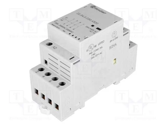 Contator: 4-De Polo de Instalação, 25a, 230vac, 230vdc, No X4