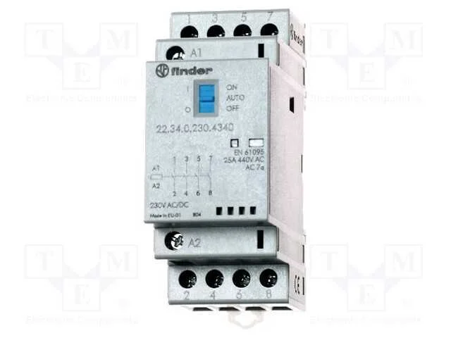 Contator: 4-De Polo de Instalação, 25a, 230vac, 230vdc, No X4