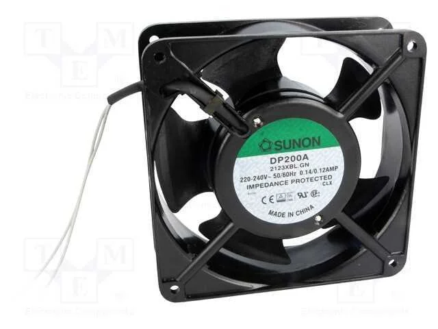 Ventilador: AC, transversal, 230VAC, 120x120x38mm.
