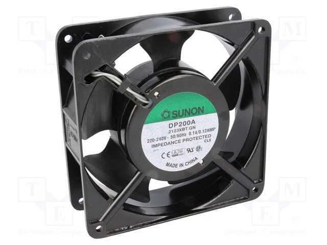 Ventilador: AC, transversal, 230VAC, 120x120x38mm.