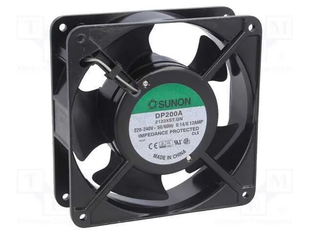 Ventilador: AC, transversal, 230VAC, 120x120x38mm.