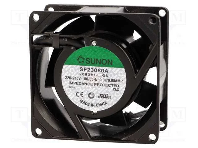 Ventilador: AC, transversal, 230VAC, 80x80x38mm, .