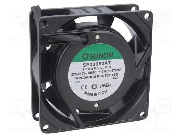 Ventilador: AC, transversal, 230VAC, 80x80x25mm, .