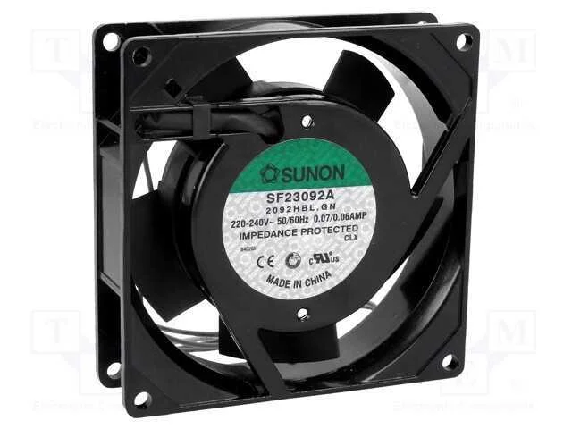 Ventilador: Ac, Transversal, 230vac, 92x92x25mm, 51m3/H(+7%)