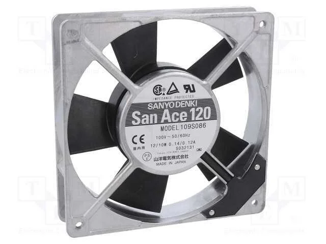 Ventilador: Ac, Transversal, 120x120x25mm, 66m3/H, 24dba, Esférico