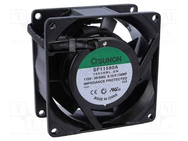 Ventilador: Ac, Transversal, 115vac, 80x80x38mm, 52m3/H(+7%)