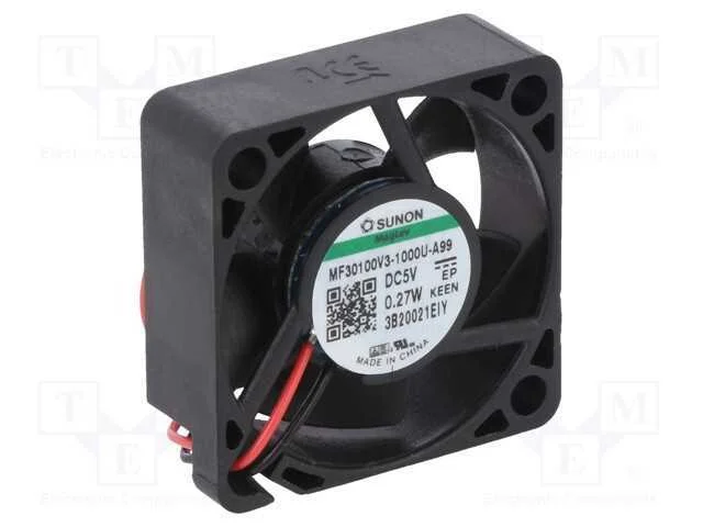 Ventilador: DC, transversal, 5VDC, 30x30x10mm, 4,.
