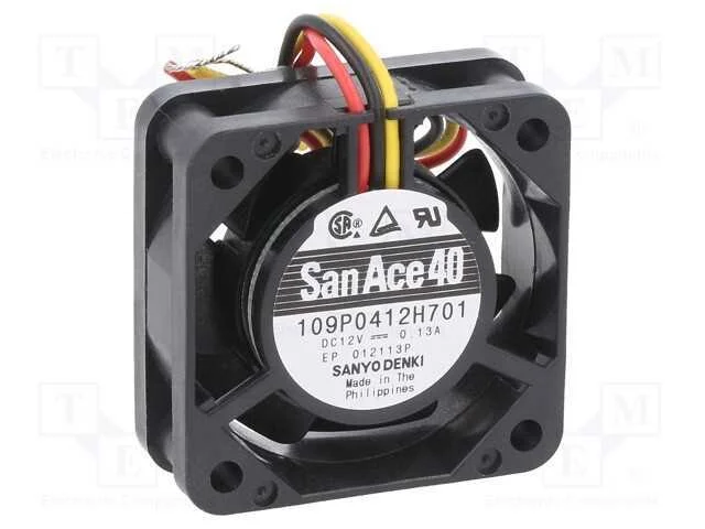 Ventilador: DC, transversal, 12VDC, 40x40x15mm, 1.