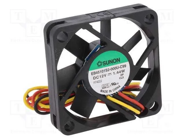 Ventilador: DC, transversal, 12VDC, 45x45x10mm, 1.