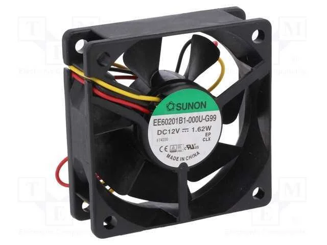 Ventilador: DC, transversal, 12VDC, 60x60x20mm, 3.