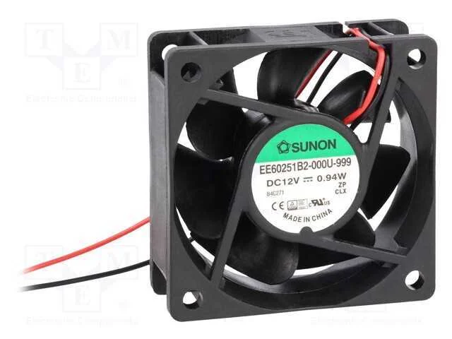 Ventilador: DC, transversal, 12VDC, 60x60x25mm, 3.