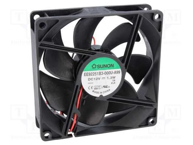 Ventilador: DC, transversal, 12VDC, 92x92x25mm, 6.
