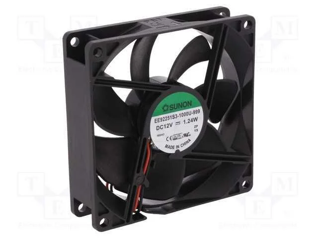 Ventilador: DC, transversal, 12VDC, 92x92x25mm, 6.